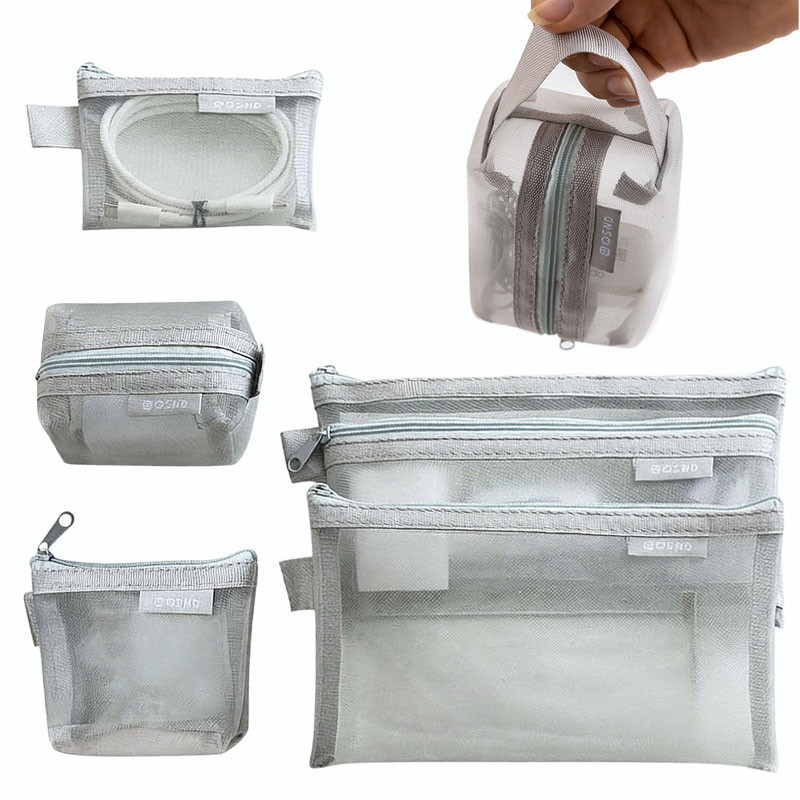 Tech Accessories Case - Bolsas organizadoras de malla gris –